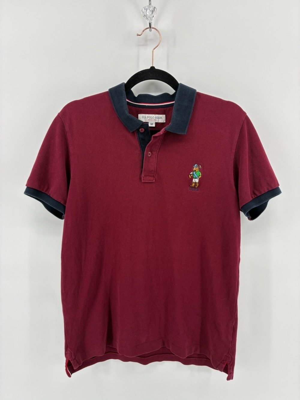 U.S. Polo Assn. Men’s Burgundy Contrast-Collar Polo Shirt
